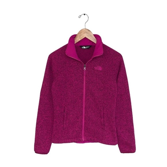 The North Face Fleece Sweater Size XS Pink Magenta Heathered Full Zip Jacket - Picture 1 of 9
